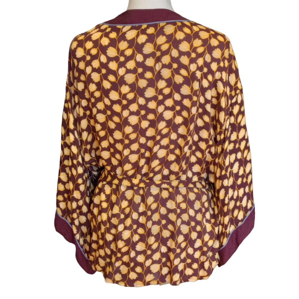 Xhilaration gold maroon rayon short belted kimono jacket size XL - Picture 2 of 8